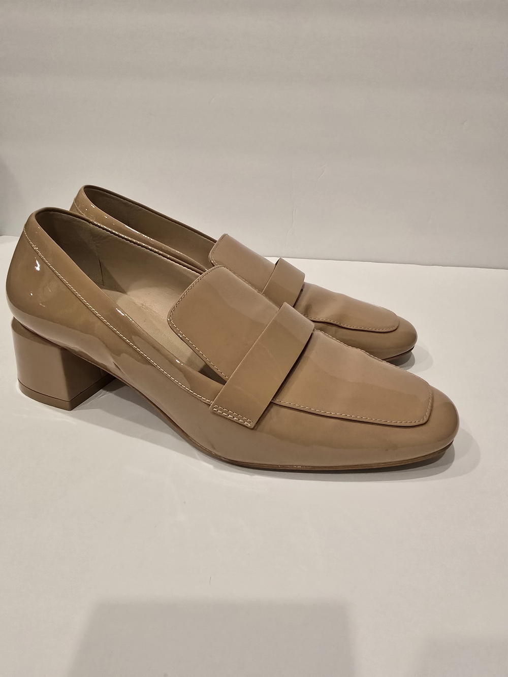 Stuart Weitzman Nude Patent Loafer Pump